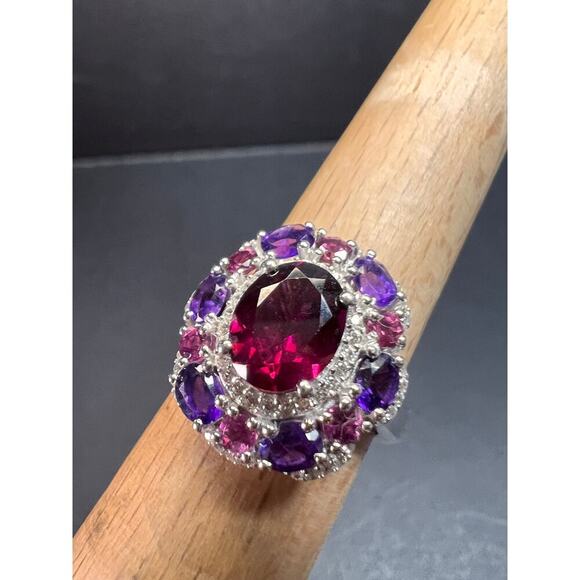 NEW rhodolite garnet and amethyst ring in sterling silver size 7 - Picture 11 of 16